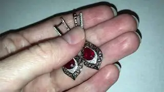 Серебряные серьги с мадагаскарским рубином