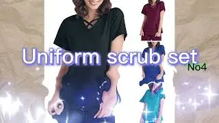 #nurse #scrub #uniform  Model display of blue nurse uniform, logo can be customized
