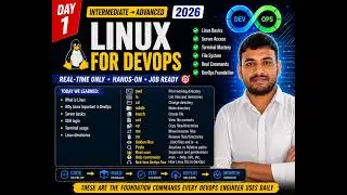 Linux for DevOps Day 1 | Linux Basics for Beginners | Real-Time DevOps Training 2026 