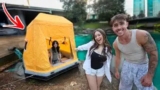 We Camped In A LifeRaft Downtown! - Urban City Challenge