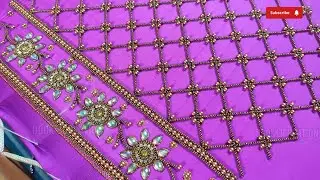 Aari work New checked design. Super checked design 💕💕💕