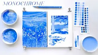 Painting with One Color 🫐 | Art Vlog