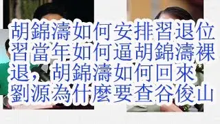 胡锦涛如何安排习退位。习当年如何逼胡锦涛裸退，胡锦涛如何归来。刘源为什么要查谷俊山