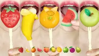 asmr EMOJI FOOD SWEET BEAN CAKES (FRUITS CAKE) 알록달록 과일 화과자 먹방 eating sounds