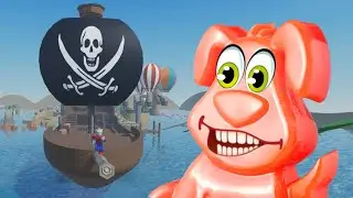 A pirate ship and the adventures of jelly Stasik on a desert island