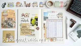 🦔 journal with me⎪using cute camping themed stickers ⛺️