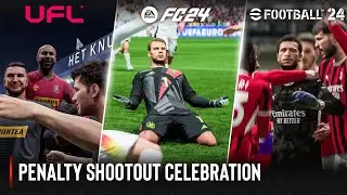 UFL vs EA Sports FC 24 vs eFootball 2024  | Penalty Shootout Celebration