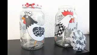 DECOUPAGE EM VIDRO COM PATCHWORK DE GALINHA ❤ - CURSO DE ARTESANATO BELLA ART'S