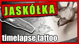 jaskółka na dłoni -  timelapse tatuażu