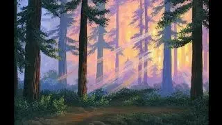как рисовать закат в лесу с помощью холст акрил живопись  урок  искусство  класс  академия