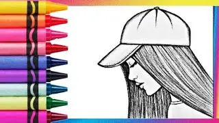 Drawing and coloring a Beautiful Girl 👧✨️😍💕 Easy Girl drawing for kids #girl #lady #womendrawing