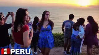 Lima Peru Walking Tour - Miraflores | Parque del Amor | Larcomar Mall | Nightlife 2024 🇵🇪