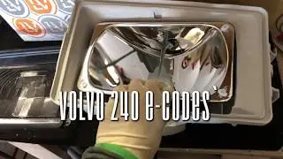 Volvo 240 E Code Headlights overview, lens removal, adjustment