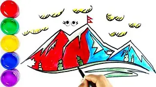 How to Draw Mount Everest Easy || Mt. Everest || सगरमाथा