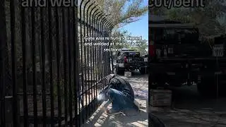 The assailant rammed his client’s security gate. Repost from @thearcwelder89(TikTok) #yeswelder