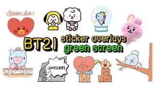 BT21 Overlay Animated stickers for Editing with Green screen ✨