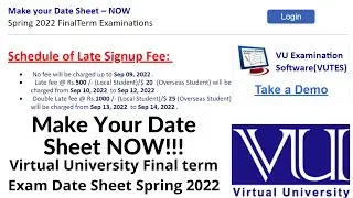 How to make date sheet of vu, how to make vu date sheet, vu final term exam date sheet 2022, 
