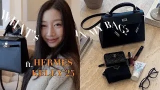 what's in my bag: Hermes Kelly 25 🍊 what fits + review + what to wear with kelly 25. 에르메스 켈리백 리뷰