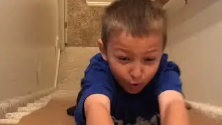 CRAZY STAIR SLIDE!! our first stair slide!