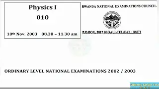 O' Level Physics National Exam 2002_2003 With Answers