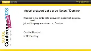 Domino – Import a export dat (SUTOL Conference 2023)