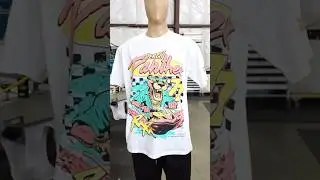 Jumbo Screen Printing - Peach Panther 8 Color Simulated Process on LA Apparel 1801GD | Garment Decor