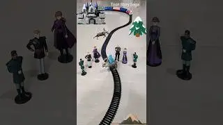 Elsa trying to freeze whole city with her power and train is approaching fast