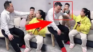 My father pretended to beat my mother to test Tong Tong's reaction. Our mother-protector Xiao Bao w