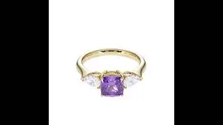 Atyaza Inc Yellow Gold Amethyst and Diamond Engagement Ring ATZR 0785