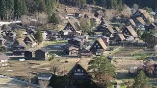 Spring in Shirakawago village , most beautiful village in Japan