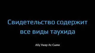 Свидетельство содержит все виды таухида