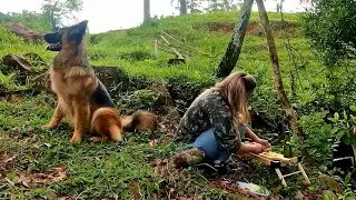 ASMR outdoor - cooking in nature with my dog