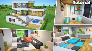 Minecraft: Modern House #51 Interior Tutorial - How to Build - 💡Material List in Description!