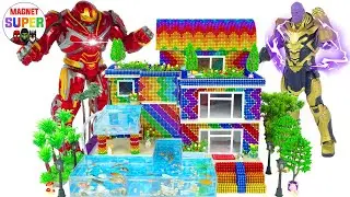 How To Make 3 Storey Villa And Fish Tank  By Magnetic Balls For Superhero | Magnet Super