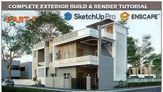 COMPLETE HOUSE EXTERIOR DESIGN IN SKETCHUP & ENSCAPE RENDER PART-1