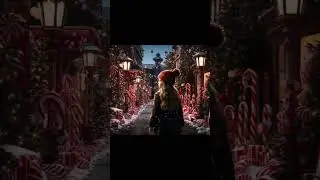 Candy Cane Street Christmas Digital Backdrop  Photoshop Composite Studio Background for Maternity