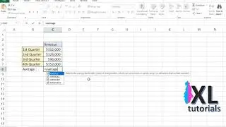 In The Current Cell Use The Average Function To Calculate The Average Quarterly Revenue