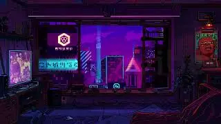 Cyberpunk Pixel Room – Neon City View & Retro Gaming Setup | Animated Background Loop