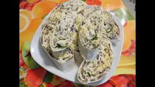 Рулет с репчатым луком яйцами и грибами