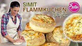 Flammkuchen als Brötchen - Simit Style🇹🇷 / fluffig leckere Sesam Brötchen mit Käsefüllung