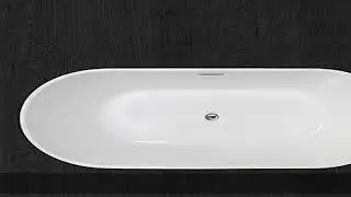 WOODBRIDGE 59" Acrylic Freestanding Bathtub Contemporary Soaking Tub with Chrome Overflow and Drain