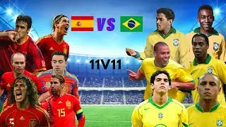 LEGEND SPAIN 🇪🇸 VS LEGEND BRAZIL 🇧🇷!!! #Ronaldo #Ronaldinho #Raul #Inesta #Xavi #Pele