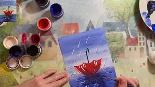 Как нарисовать зонтик гуашью!