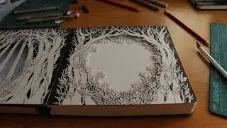 Carving the first pages of an Altered Book - video two