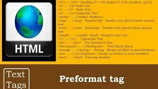 Preformat tag in Text Tags | HTML Programming Tutorials for beginners
