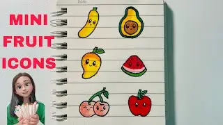 Vẽ trái cây cute đáng yêu, How to draw cute fruit stickers | Sherry's Art #08