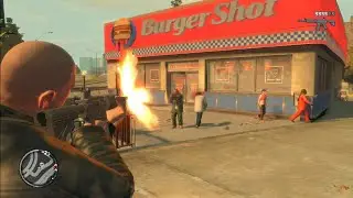 GTA 4 TLAD - Burger Shot Jamaican Gang Shootout + Six Star Escape