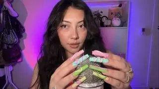 ASMR Nail clacking + tapping, mic scratching, and mouth sounds 💅😴🍀✨💙