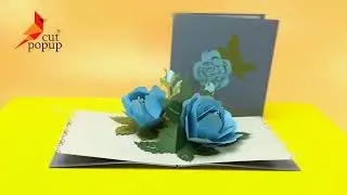 Blue Rose 3D Pop Up Card | Cutpopup