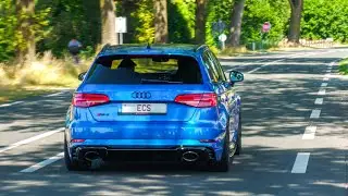 520 HP Audi RS3 with IROZ Downpipe - INSANE LAUNCHES, Accelerations, Crackles!